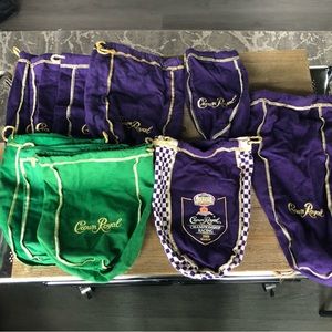 Set of 10 various Crown Royal bags